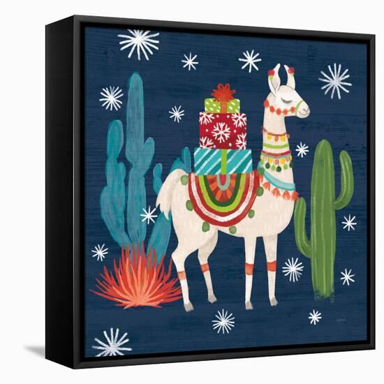 Lovely Llamas II Christmas-Mary Urban-Framed Stretched Canvas