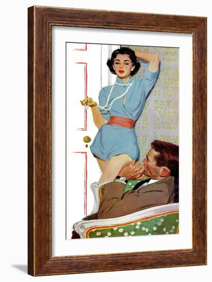 Lovely Neighbor  - Saturday Evening Post "Leading Ladies", November 20, 1954 pg.43-Lynn Buckham-Framed Giclee Print