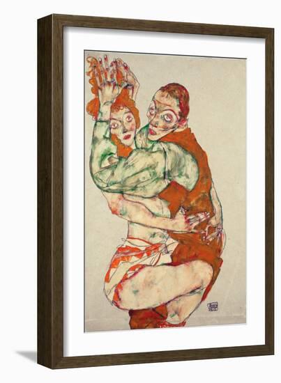 Lovemaking - Schiele, Egon (1890-1918) - 1915 - Black Chalk, Gouache on Paper - 49,6X31,7 - Leopold-Egon Schiele-Framed Giclee Print