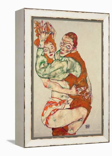 Lovemaking - Schiele, Egon (1890-1918) - 1915 - Black Chalk, Gouache on Paper - 49,6X31,7 - Leopold-Egon Schiele-Framed Premier Image Canvas