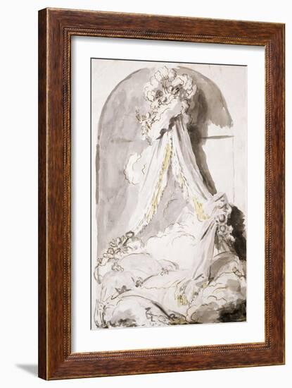 Lover's Bed, Drawing-Jean-Honoré Fragonard-Framed Giclee Print