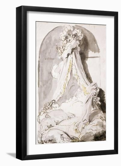 Lover's Bed, Drawing-Jean-Honoré Fragonard-Framed Giclee Print