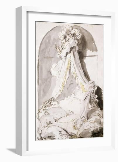 Lover's Bed, Drawing-Jean-Honoré Fragonard-Framed Giclee Print