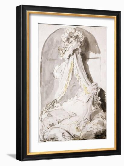 Lover's Bed, Drawing-Jean-Honoré Fragonard-Framed Giclee Print