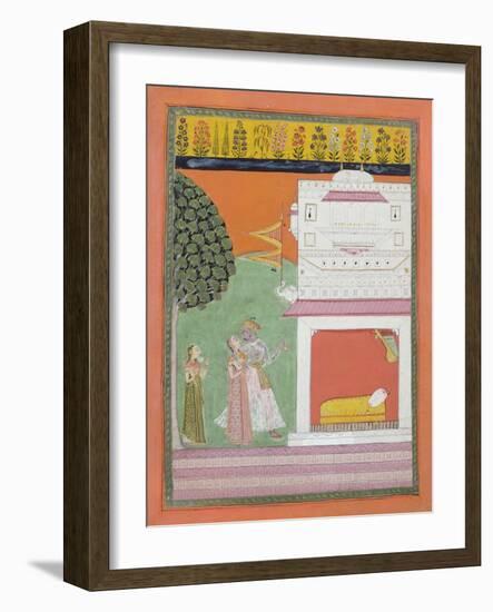 Lovers Approaching a Bed Chamber, Malwa, C.1680-null-Framed Giclee Print