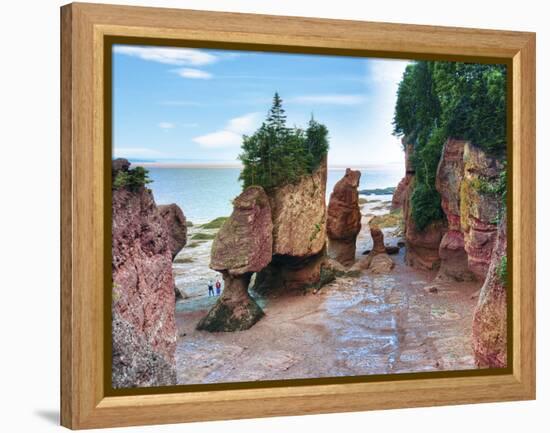 Lovers Arch and Bear Rock Sea Stacks, Hopewell Rocks Bay, Hopewell Cape, New Brunswick, Canada-Miva Stock-Framed Premier Image Canvas