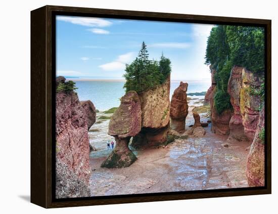 Lovers Arch and Bear Rock Sea Stacks, Hopewell Rocks Bay, Hopewell Cape, New Brunswick, Canada-Miva Stock-Framed Premier Image Canvas