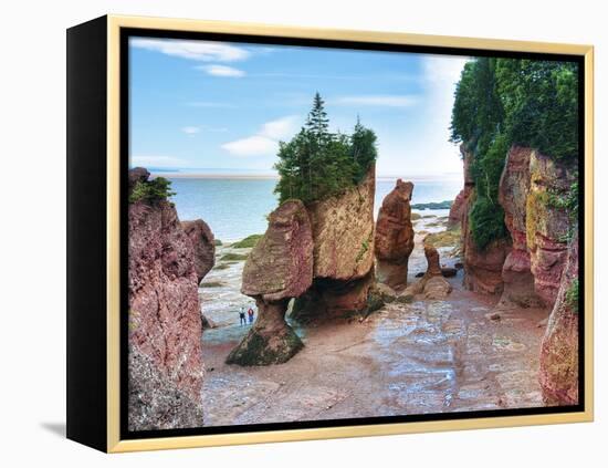 Lovers Arch and Bear Rock Sea Stacks, Hopewell Rocks Bay, Hopewell Cape, New Brunswick, Canada-Miva Stock-Framed Premier Image Canvas