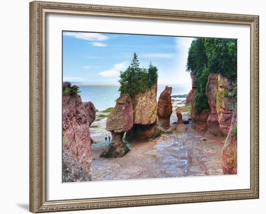 Lovers Arch and Bear Rock Sea Stacks, Hopewell Rocks Bay, Hopewell Cape, New Brunswick, Canada-Miva Stock-Framed Photographic Print
