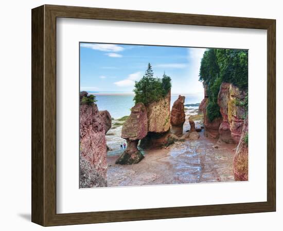 Lovers Arch and Bear Rock Sea Stacks, Hopewell Rocks Bay, Hopewell Cape, New Brunswick, Canada-Miva Stock-Framed Photographic Print