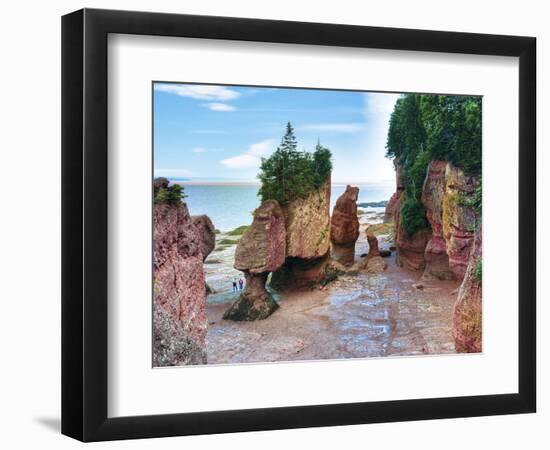 Lovers Arch and Bear Rock Sea Stacks, Hopewell Rocks Bay, Hopewell Cape, New Brunswick, Canada-Miva Stock-Framed Photographic Print