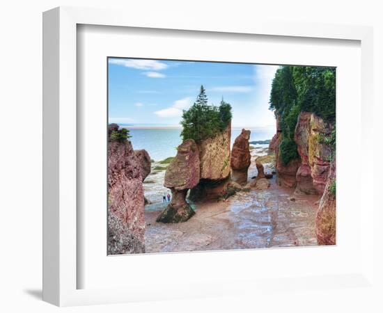 Lovers Arch and Bear Rock Sea Stacks, Hopewell Rocks Bay, Hopewell Cape, New Brunswick, Canada-Miva Stock-Framed Photographic Print