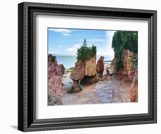 Lovers Arch and Bear Rock Sea Stacks, Hopewell Rocks Bay, Hopewell Cape, New Brunswick, Canada-Miva Stock-Framed Photographic Print