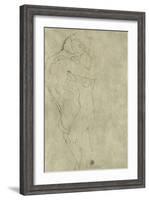 Lovers, Black Crayon (1908)-Gustav Klimt-Framed Giclee Print