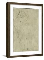 Lovers, Black Crayon (1908)-Gustav Klimt-Framed Giclee Print