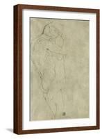Lovers, Black Crayon (1908)-Gustav Klimt-Framed Giclee Print