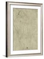 Lovers, Black Crayon (1908)-Gustav Klimt-Framed Giclee Print