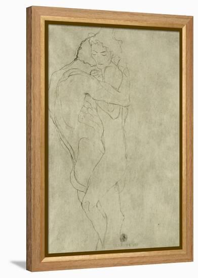 Lovers, Black Crayon (1908)-Gustav Klimt-Framed Premier Image Canvas