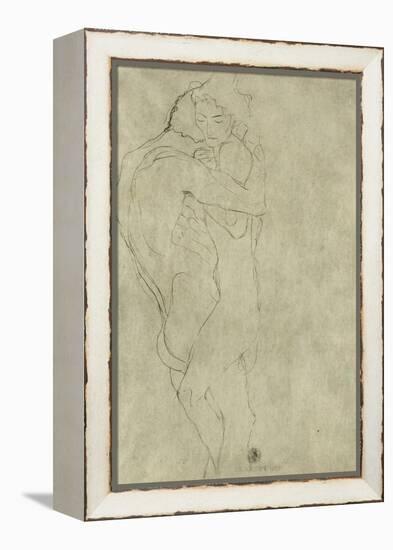 Lovers, Black Crayon (1908)-Gustav Klimt-Framed Premier Image Canvas