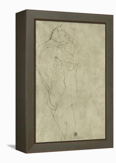 Lovers, Black Crayon (1908)-Gustav Klimt-Framed Premier Image Canvas