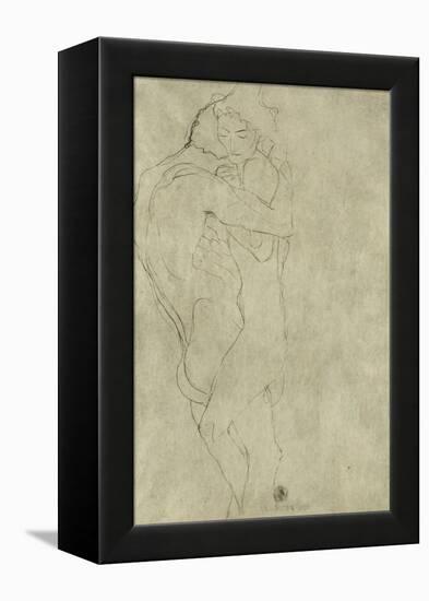 Lovers, Black Crayon (1908)-Gustav Klimt-Framed Premier Image Canvas