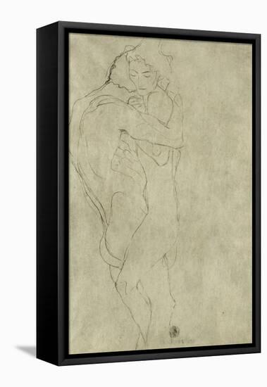 Lovers, Black Crayon (1908)-Gustav Klimt-Framed Premier Image Canvas