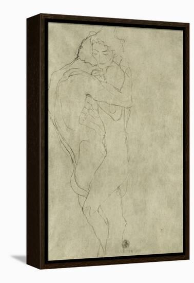 Lovers, Black Crayon (1908)-Gustav Klimt-Framed Premier Image Canvas