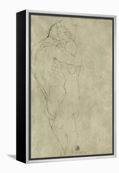 Lovers, Black Crayon (1908)-Gustav Klimt-Framed Premier Image Canvas