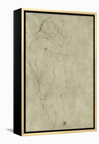 Lovers, Black Crayon (1908)-Gustav Klimt-Framed Premier Image Canvas