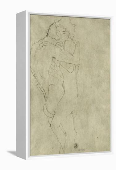 Lovers, Black Crayon (1908)-Gustav Klimt-Framed Premier Image Canvas