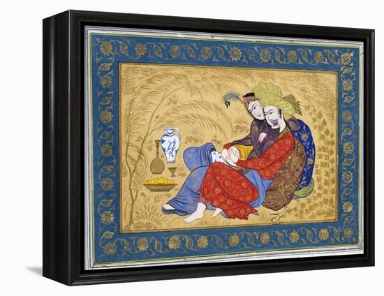 Lovers Embracing and Drinking Wine, India-null-Framed Premier Image Canvas