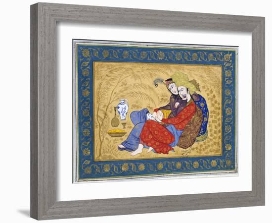 Lovers Embracing and Drinking Wine, India-null-Framed Giclee Print