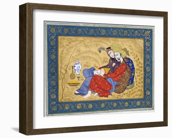 Lovers Embracing and Drinking Wine, India-null-Framed Giclee Print