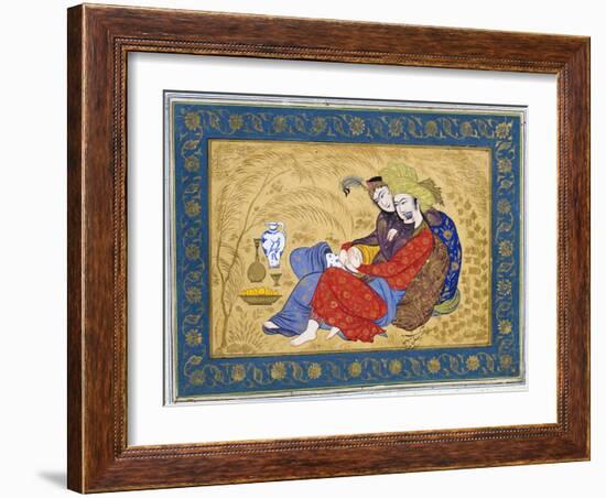 Lovers Embracing and Drinking Wine, India-null-Framed Giclee Print