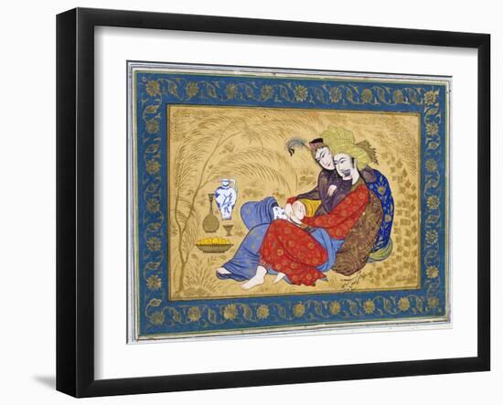 Lovers Embracing and Drinking Wine, India-null-Framed Giclee Print