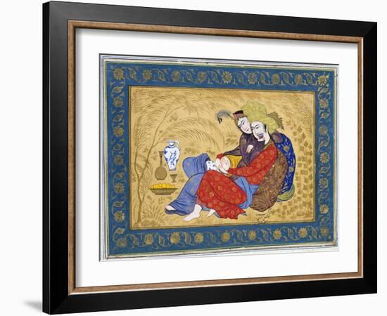 Lovers Embracing and Drinking Wine, India-null-Framed Giclee Print