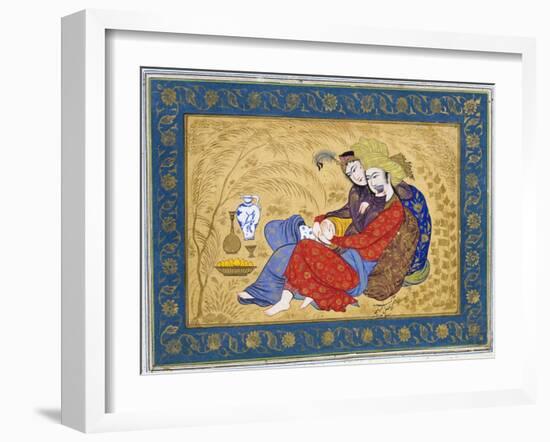 Lovers Embracing and Drinking Wine, India-null-Framed Giclee Print