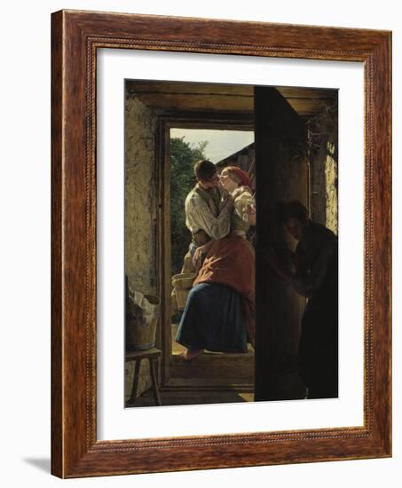 Lovers Espied by an Old Woman, (The Kiss)-Ferdinand Georg Waldmüller-Framed Giclee Print