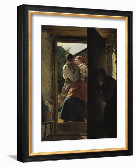Lovers Espied by an Old Woman, (The Kiss)-Ferdinand Georg Waldmüller-Framed Giclee Print
