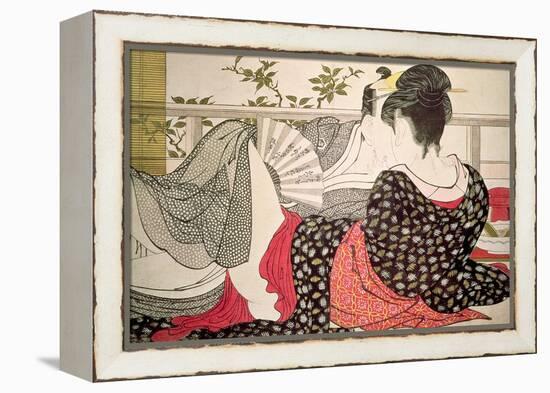 Lovers from the 'Poem of the Pillow' ('Uta Makura')-Kitagawa Utamaro-Framed Premier Image Canvas