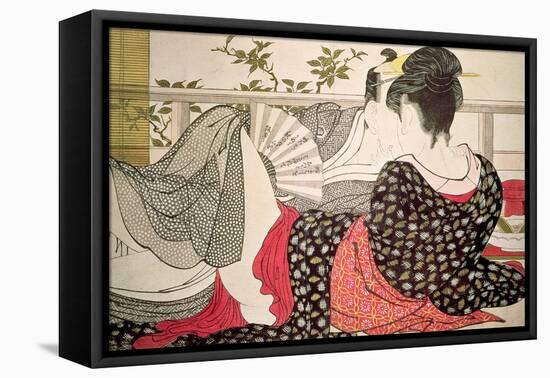 Lovers from the 'Poem of the Pillow' ('Uta Makura')-Kitagawa Utamaro-Framed Premier Image Canvas