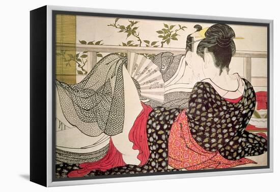 Lovers from the 'Poem of the Pillow' ('Uta Makura')-Kitagawa Utamaro-Framed Premier Image Canvas