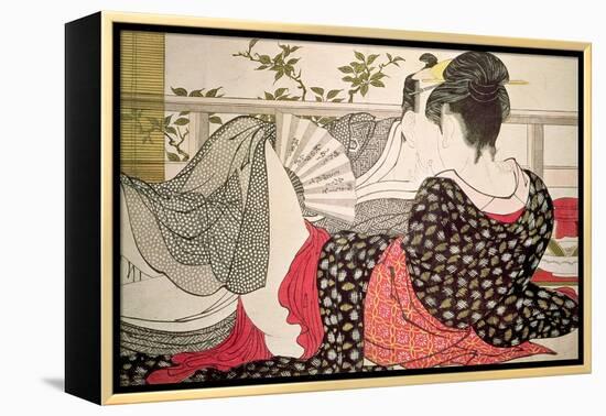 Lovers from the 'Poem of the Pillow' ('Uta Makura')-Kitagawa Utamaro-Framed Premier Image Canvas