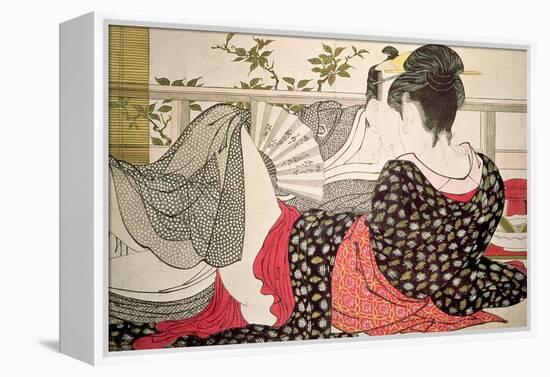 Lovers from the 'Poem of the Pillow' ('Uta Makura')-Kitagawa Utamaro-Framed Premier Image Canvas