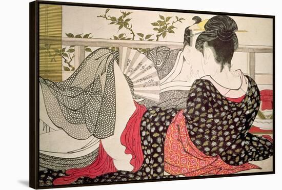 Lovers from the 'Poem of the Pillow' ('Uta Makura')-Kitagawa Utamaro-Framed Premier Image Canvas