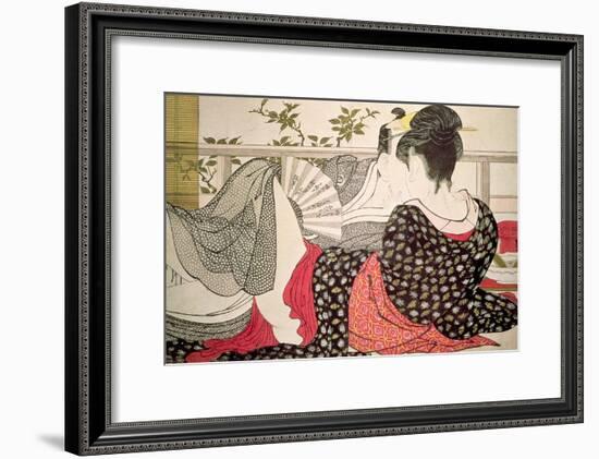 Lovers from the 'Poem of the Pillow' ('Uta Makura')-Kitagawa Utamaro-Framed Giclee Print