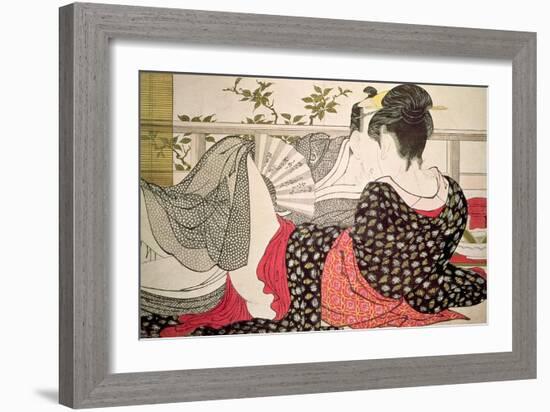 Lovers from the 'Poem of the Pillow' ('Uta Makura')-Kitagawa Utamaro-Framed Premium Giclee Print