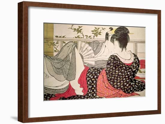 Lovers from the 'Poem of the Pillow' ('Uta Makura')-Kitagawa Utamaro-Framed Premium Giclee Print