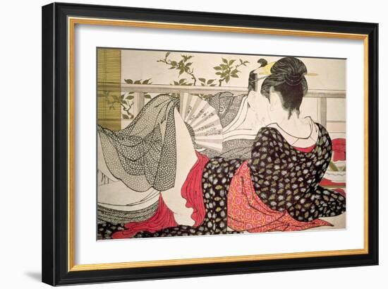 Lovers from the 'Poem of the Pillow' ('Uta Makura')-Kitagawa Utamaro-Framed Premium Giclee Print