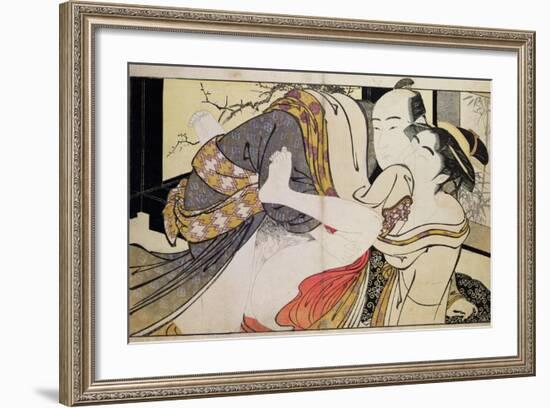 Lovers from the 'Poem of the Pillow'-Kitagawa Utamaro-Framed Giclee Print